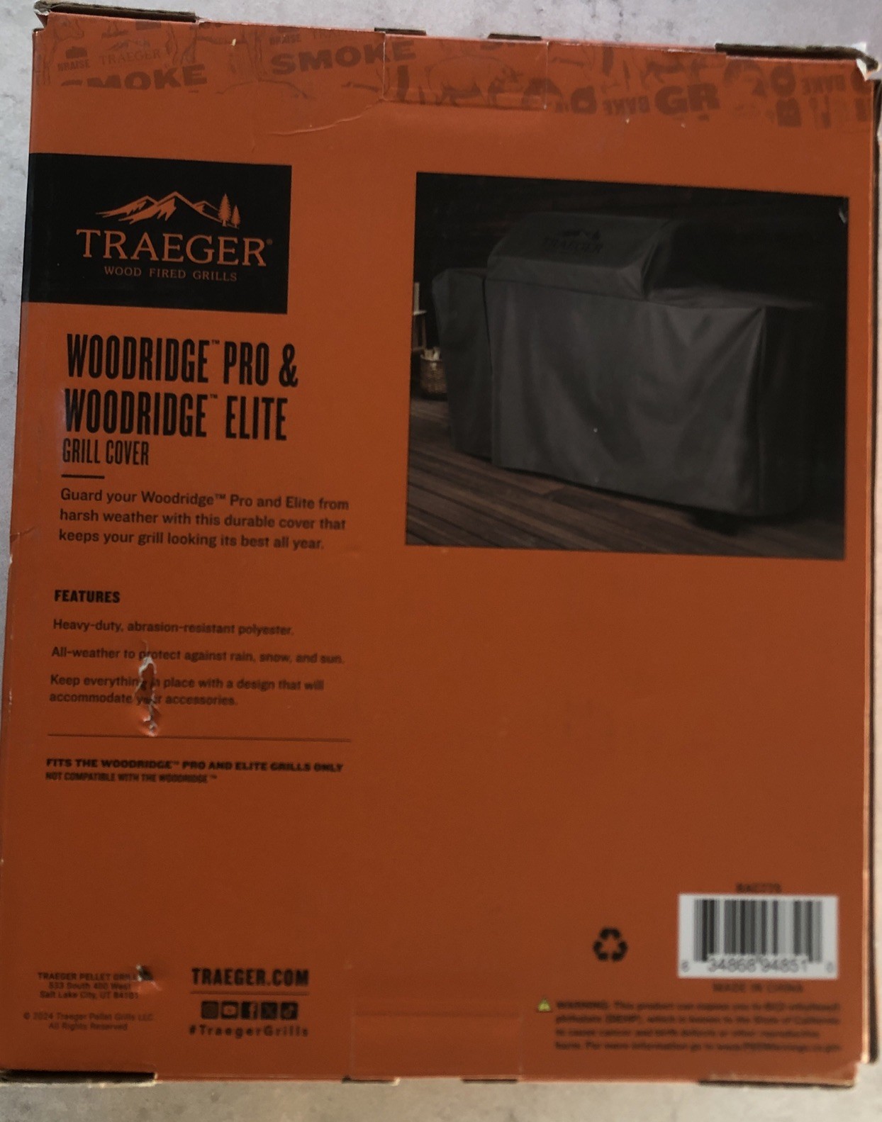 Traeger BAC775 Full Length Grill Cover for Woodridge Pro & Elite Pellet Grills