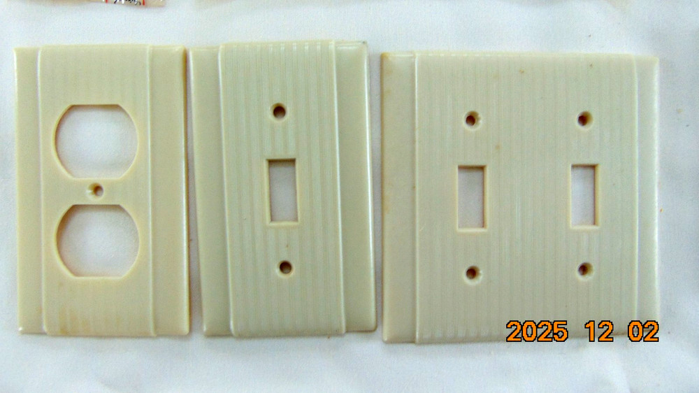 Vintage Sierra Switch Plates Ivory ** 8 MCM 1960's Lined *Mixed Pattern Groups
