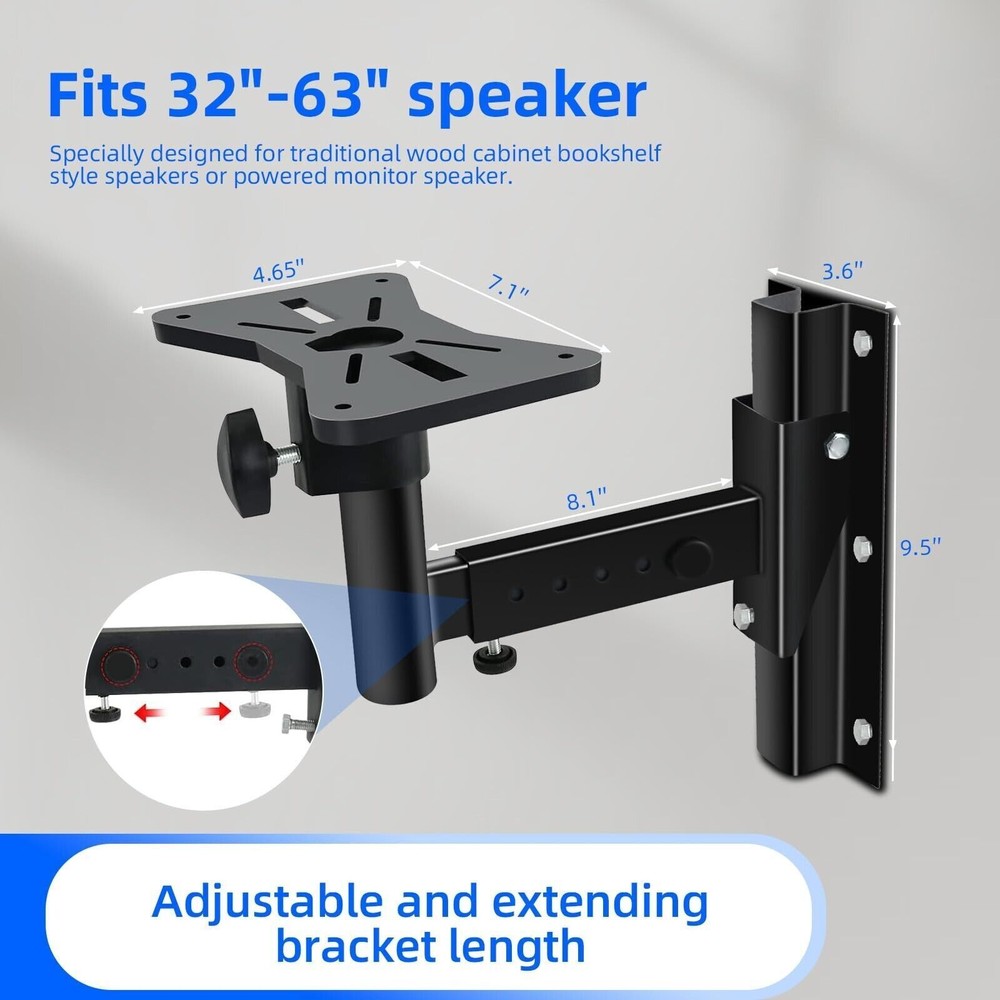 2 Pack Speaker Wall Mount 66 Lbs Universal Bookshelf Speaker Mounting Bracket