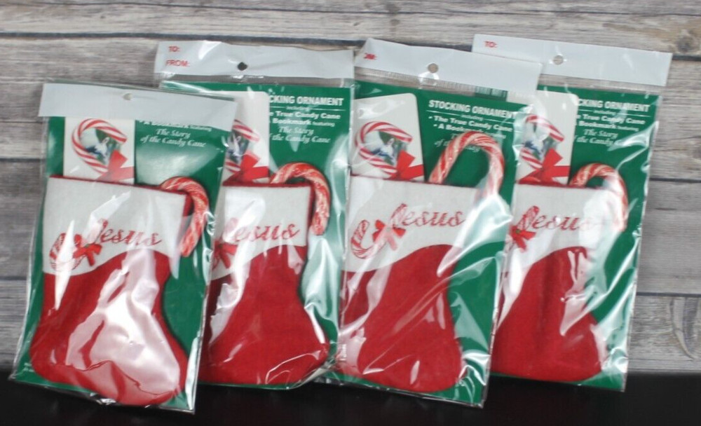 Scripture Candy Pack of 4 Jesus Stocking Candy Cane Scripture Bookmark New