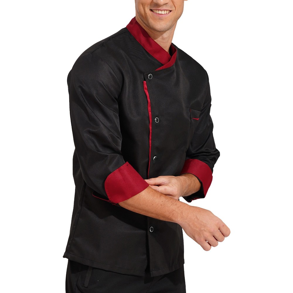 Men Hotel Chef Coat Jacket Kitchen Button Down Restaurant Cooking Uniform Tops