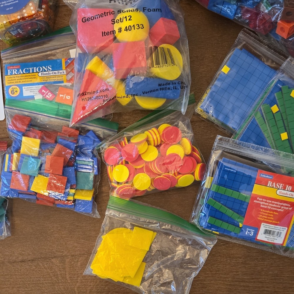 Learning Resources & hand2mind Snap Cubes, Base 10, Fractions, Dice