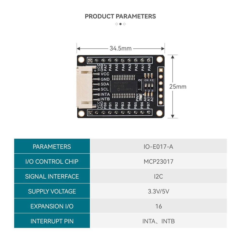 MCP23017 I/O Expander Module 16 GPIO Pins I2C Interface For Raspberry Pi STM