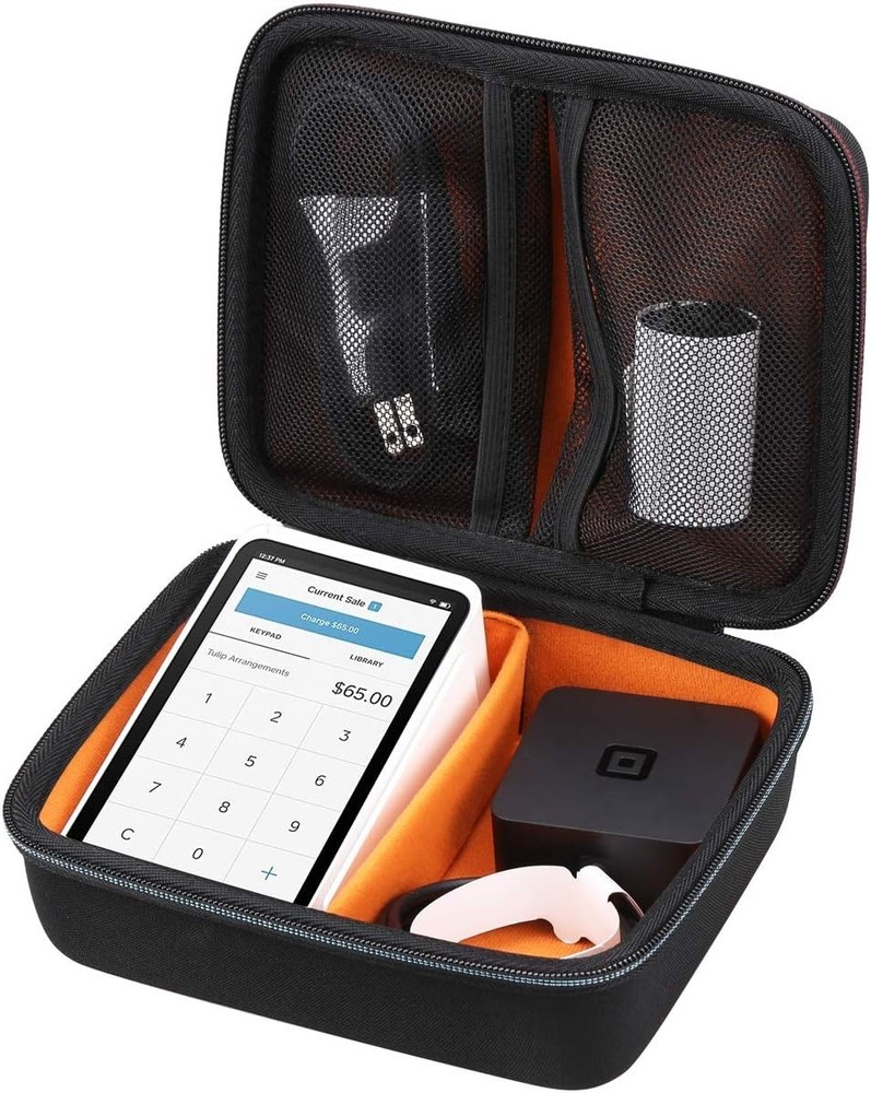 Compact Zippered Hard Case for Square Terminal & Printer Paper - 4 Compartments