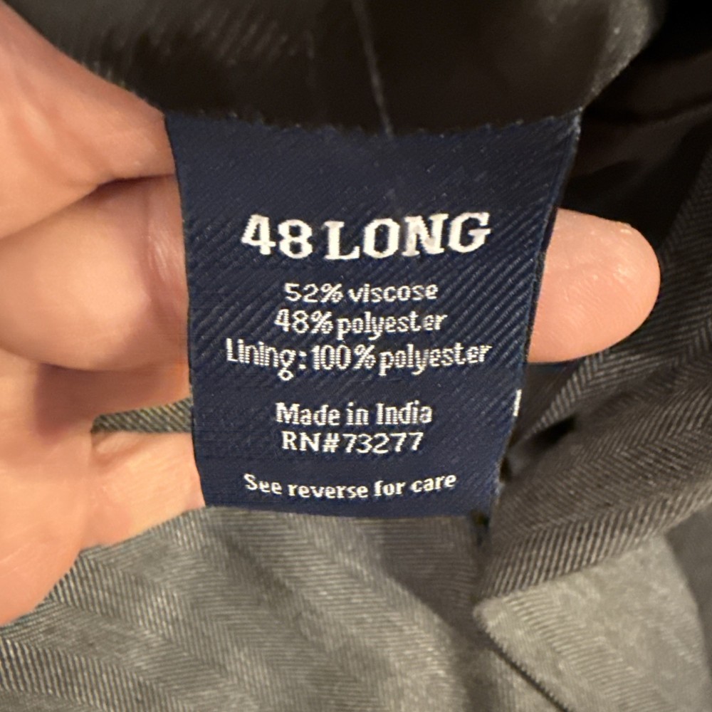 Croft Barrow Blazer Men 48 Long Grey Herringbone