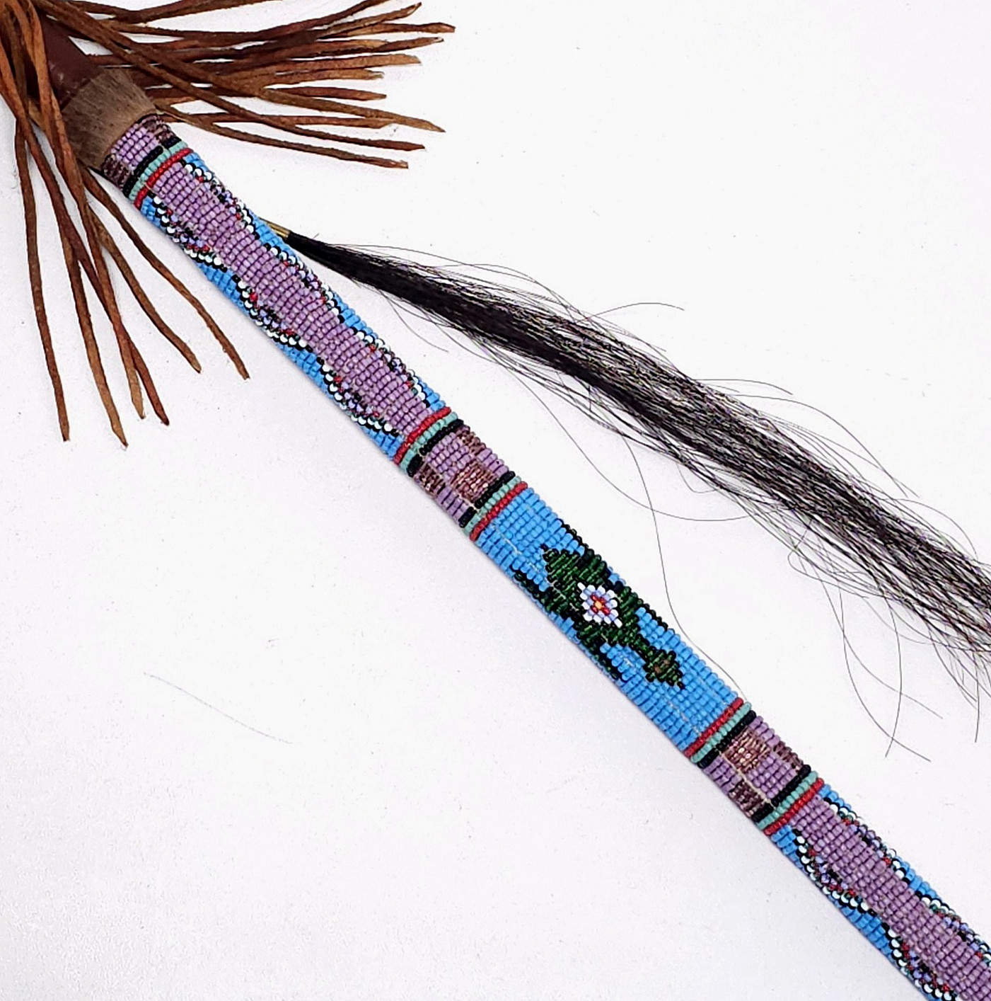 Vintage Native American Ceremonial Beaded Lance Spear 58" Indian Coup Staff