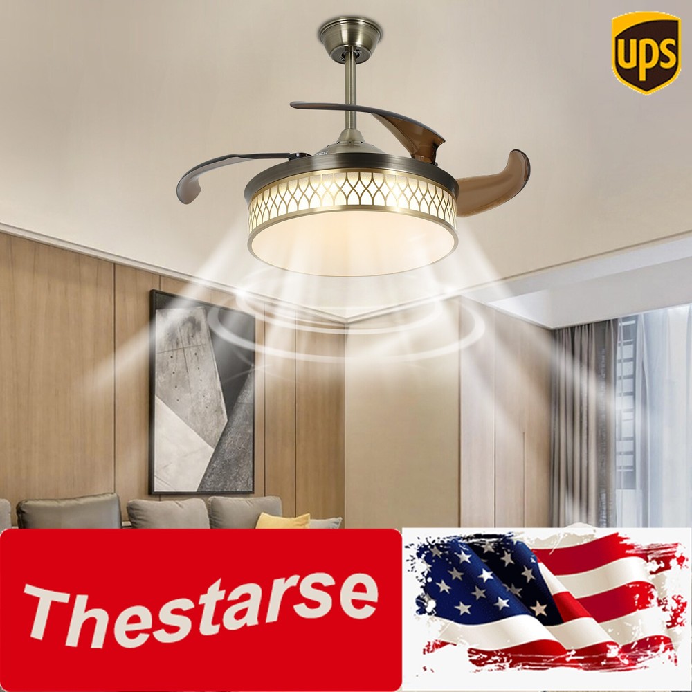 42" Ceiling Fan Light Flush Mount Ceiling Fan W/ Remote Control & Dimmable Light
