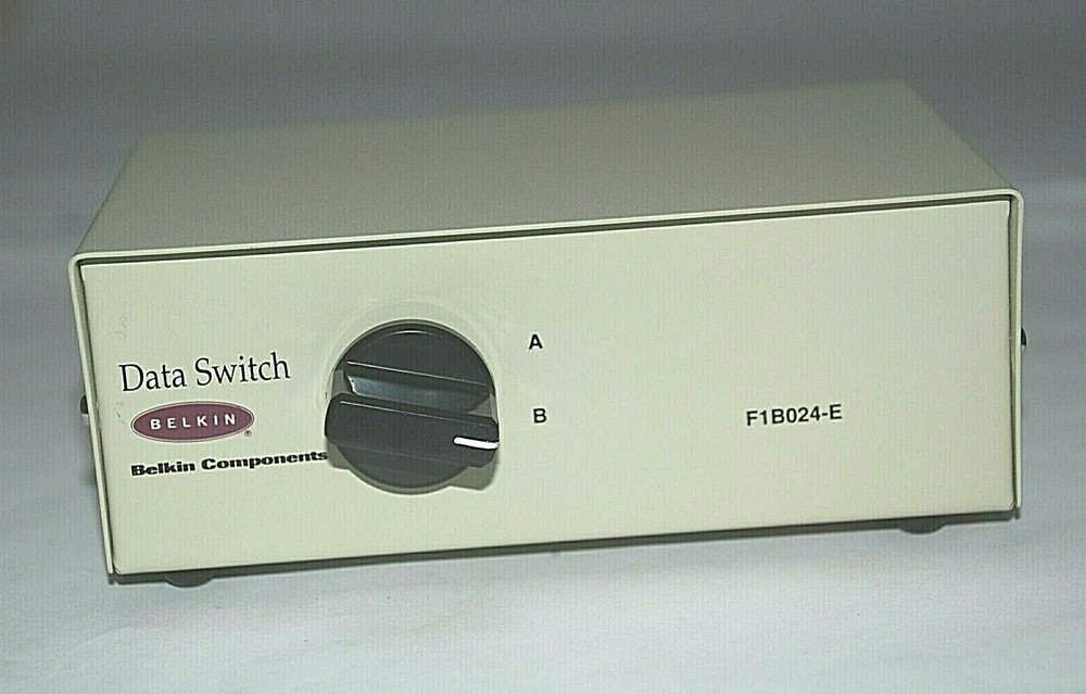 BELKIN Rotary 2 Port Data Transfer Switch F1B024-E Serial Parallel Printer Hub