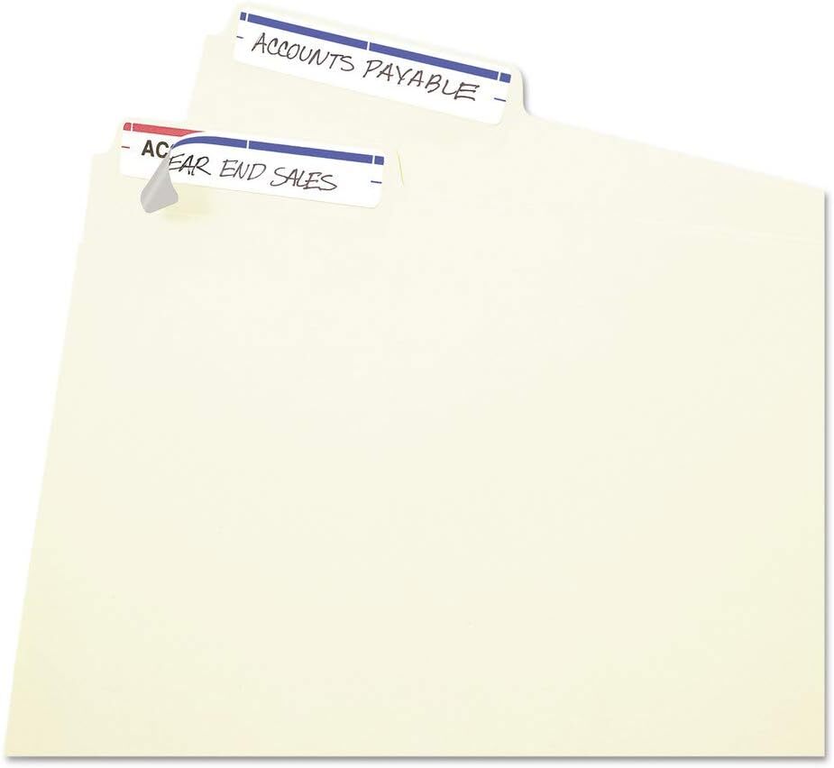 Print Or Write File Folder Labels, 11/16 X 3 7/16, White/dark Blue Bar, 252/pack