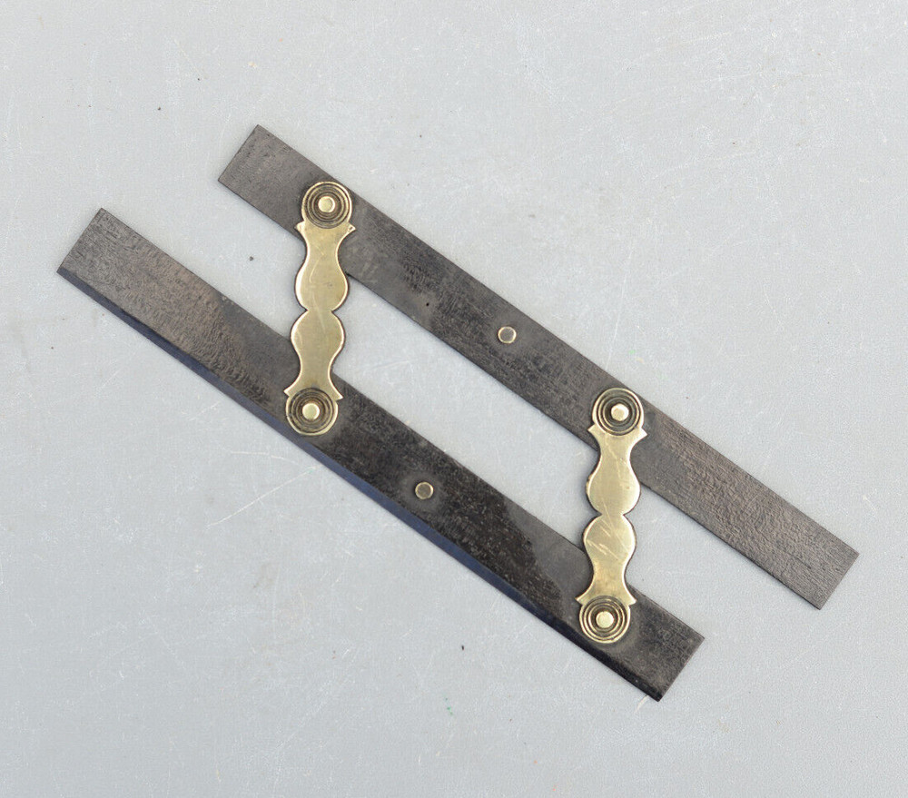 Vintage Ebony Brass Parallel Ruler Maritime Technical Drawing Architect 6''