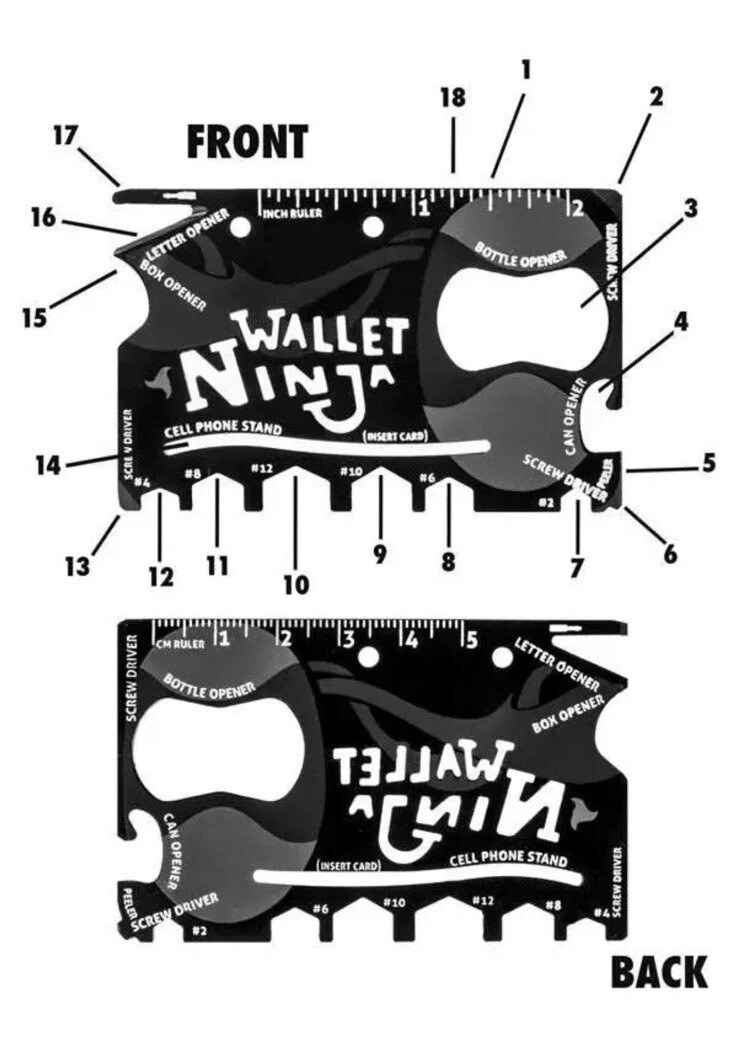 Original Pocket Wallet Ninja Multi-Tool 18 In 1 Credit Card -Multi Purpose tool