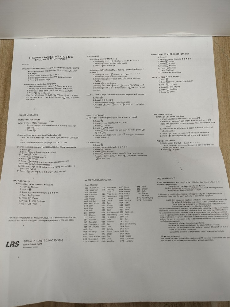 Long Range Systems LRS TX-7470 Paging Transmitter