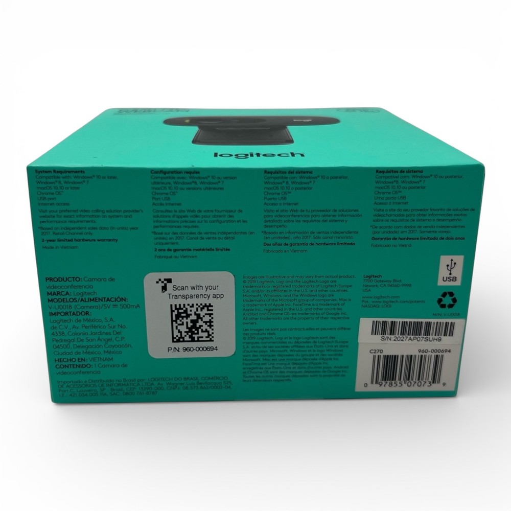 Logitech C270 Web Camera-Widescreen HD Video Calling |Noise-Reducing Mic (0739)