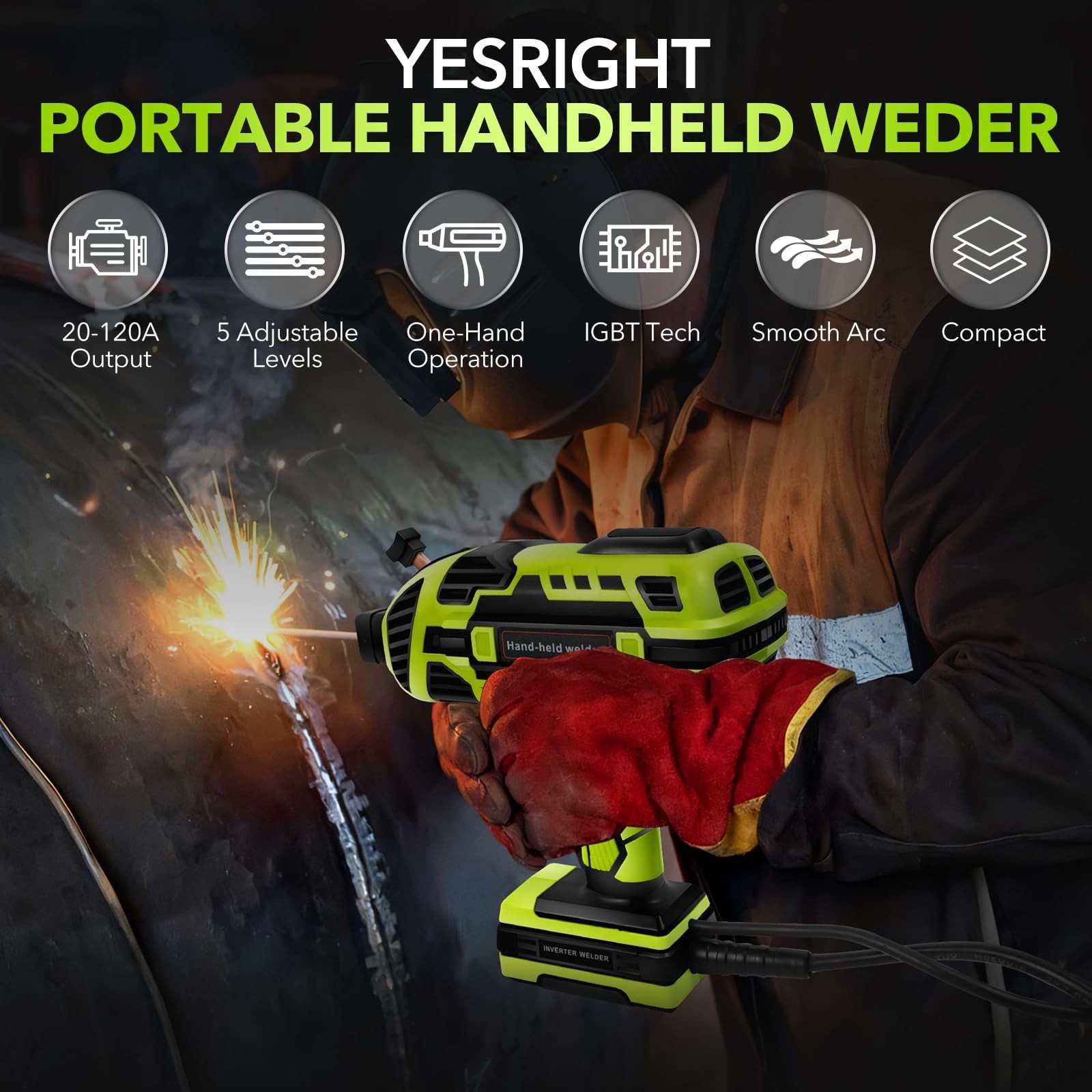 YesRight Electric ARC Welder Gun 110V, Stick Welding Kit with 30 Rods & Goggle