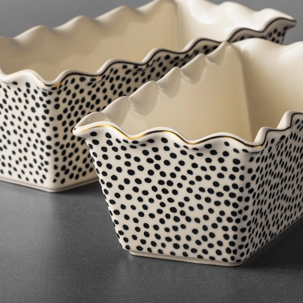 Ceramic Loaf Baking Pan with Dotted Design 2-Piece Set