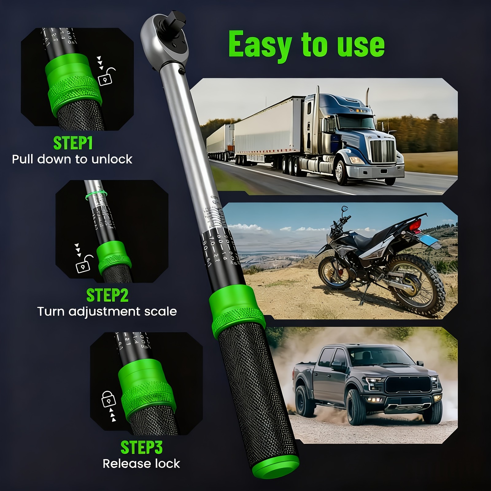 1/4''/3/8''/1/2'' Drive Torque Wrench Set Click Torque Wrench Adjustable 72Tooth