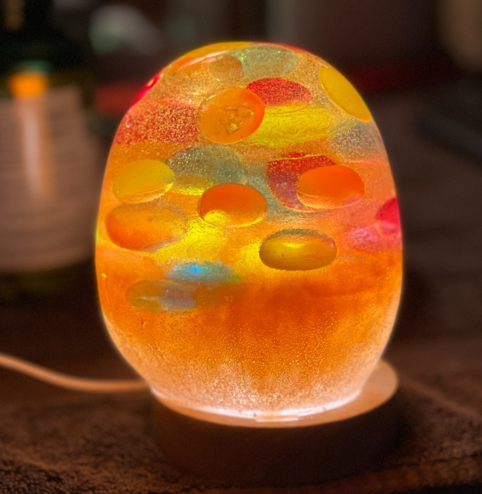 Rainbow Brain Resin Skull Extra Large Includes USB lighted base Handcrafted New