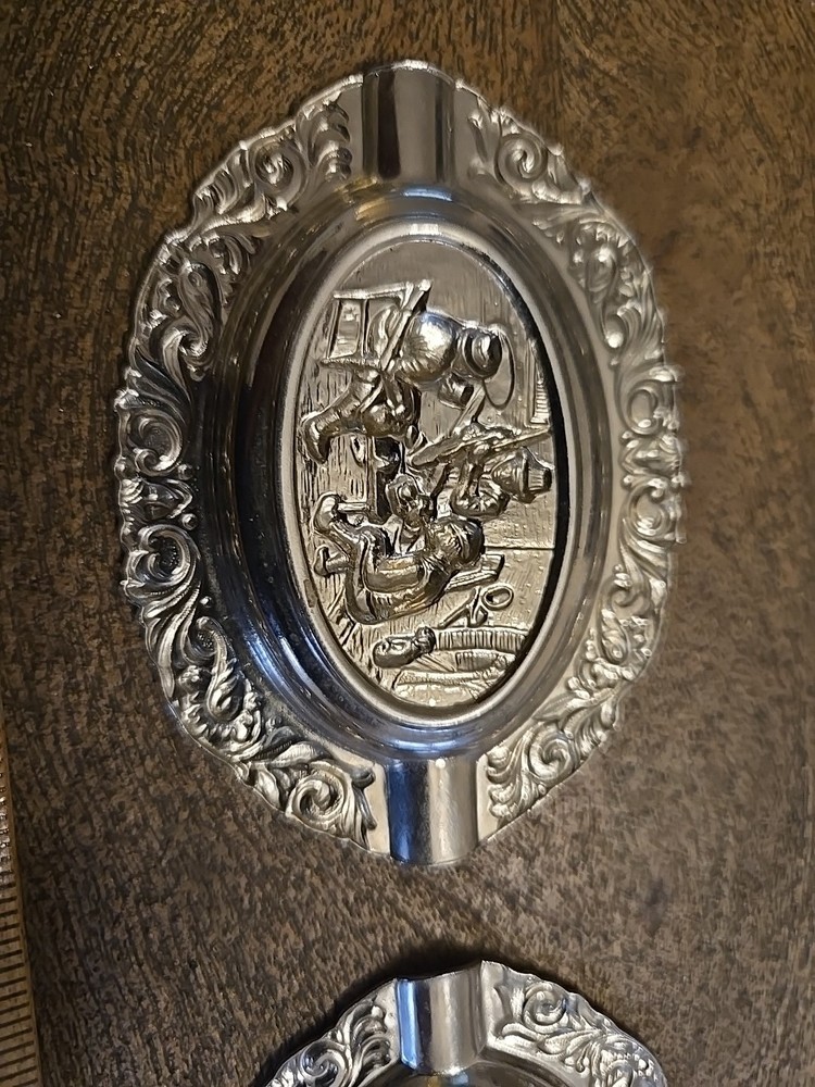2 Small Vintage Silver Plated Ashtrays See All Pics And Description