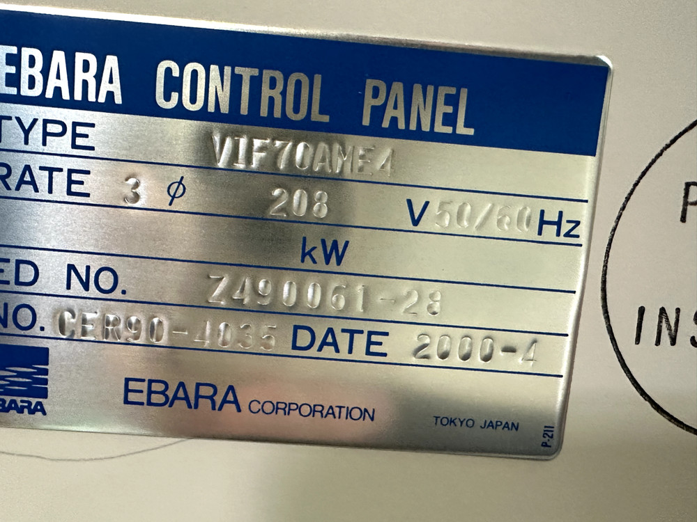 AS IS UNTESTED EBARA CONTROL PANEL VACUUM PUMP INTERFACE BOX VIF70AME4