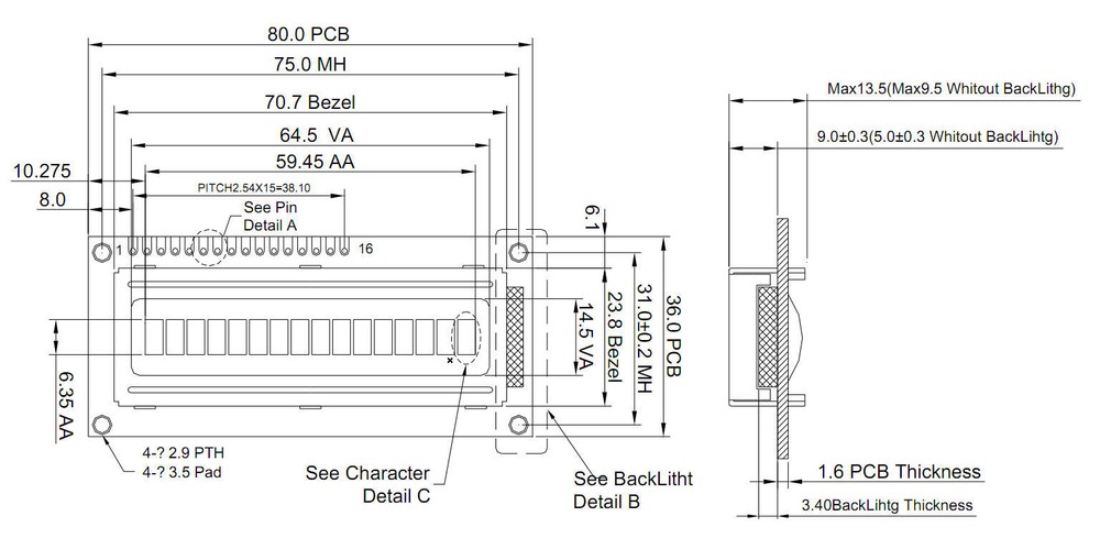 5V Wide Angle 16x1 Character LCD Module Display w/Tutorial,HD44780,Backlight