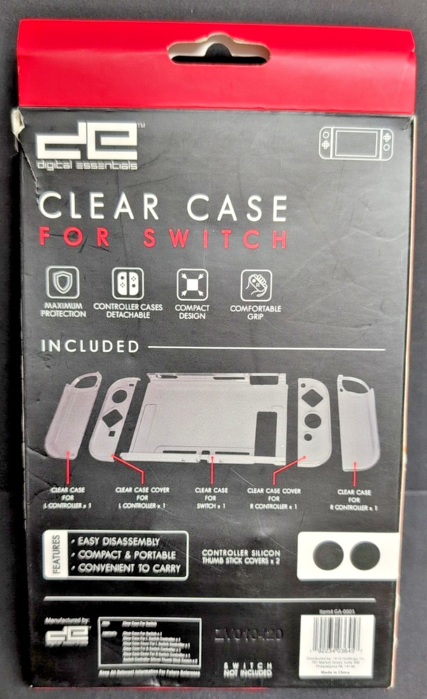Digital Essentials Nintendo Switch Clear Protective Case New Open Box