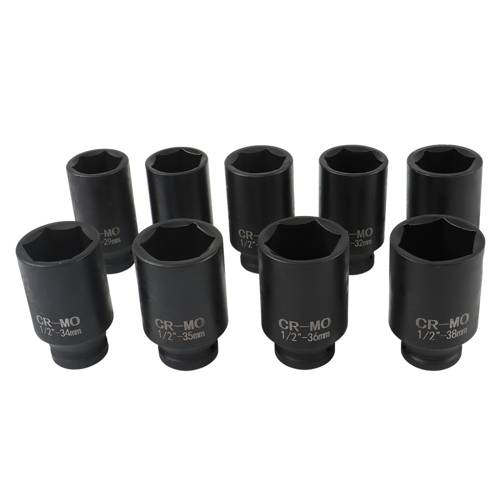Labwork 1/2 Drive Deep Impact Socket Set 9PCS 6 Point Metric Axle Nut Socket Set