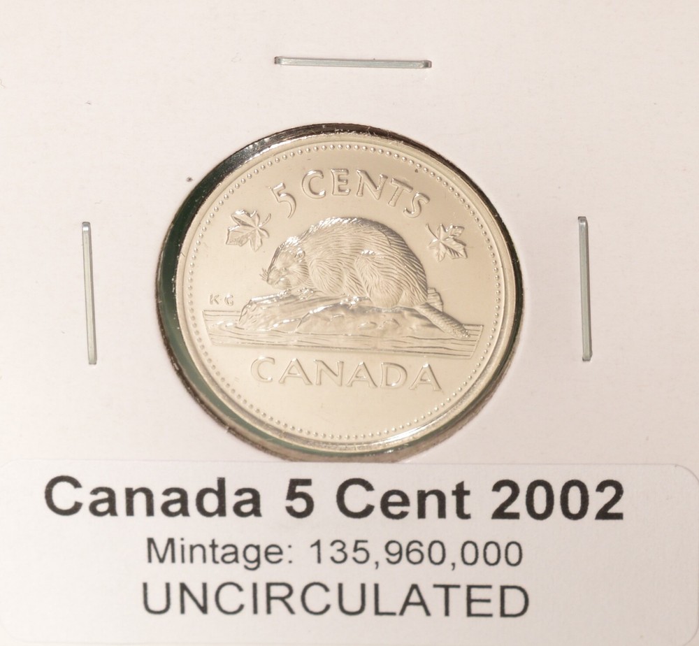 2002P Canada 5 Cent  - UNCIRCULATED from Mint Roll 🇨🇦