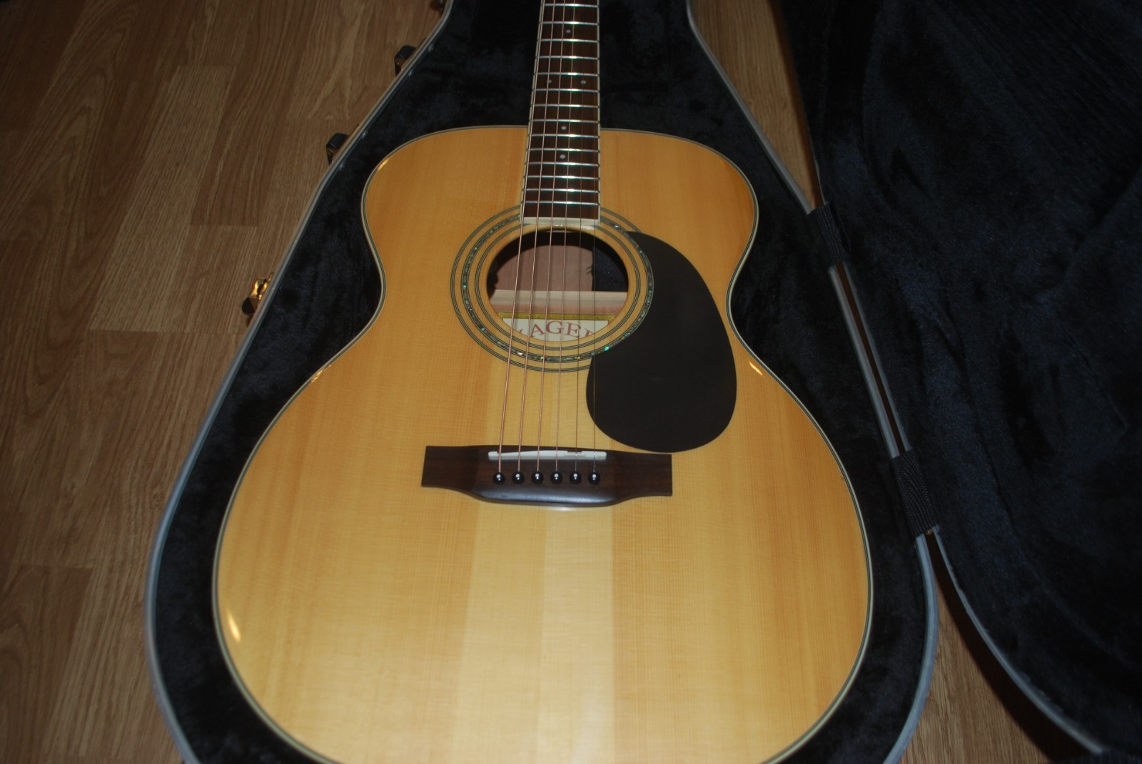Zager ZAD 50 OM Acoustic Electric Guitar With Zager Hard Shell Case