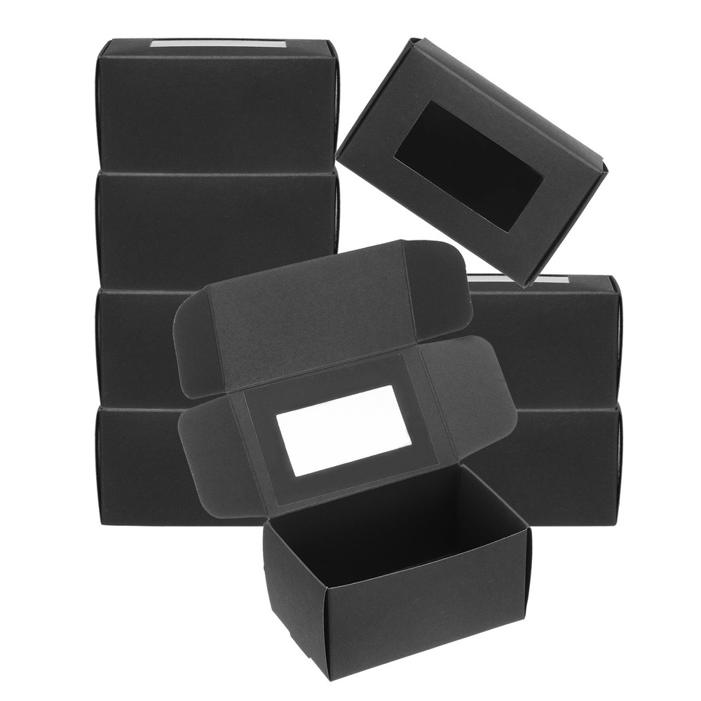 3.9"x2.4"x2" Paper Soap Box with Window, 40 Pack Soap Boxes Rectangle, Black