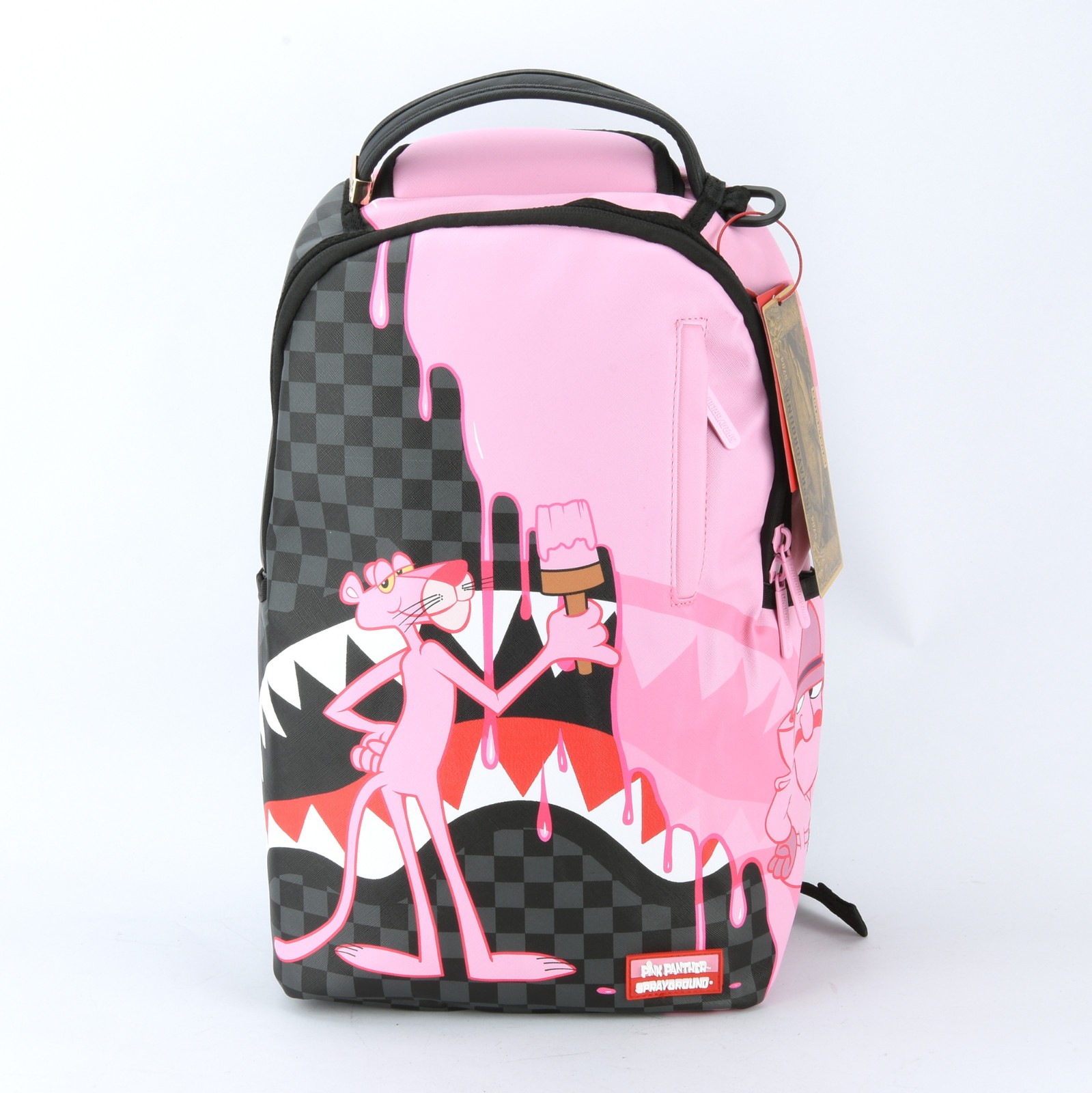 Sprayground Shark Pink Panther Pink Painter Backpack Zippered Unisex Plaid