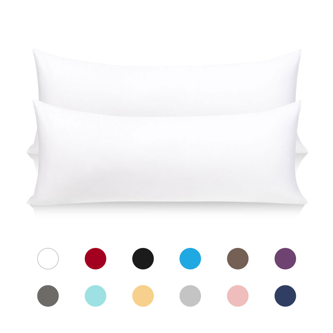 Set of 2 Zippered Pillow Cases Pillowcase Cover Egyptian Cotton Body Pillow case