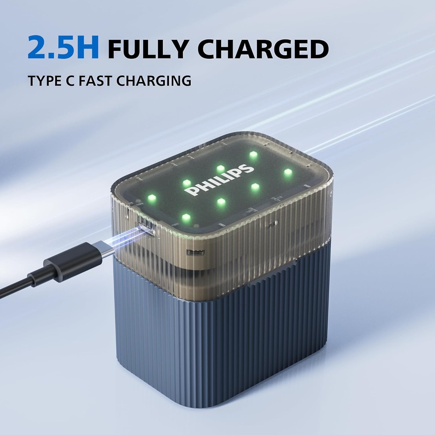 PHILIPS Rechargeable Lithium AAA Batteries with Fast Charger 8 Pack 1.5V 1300mWh