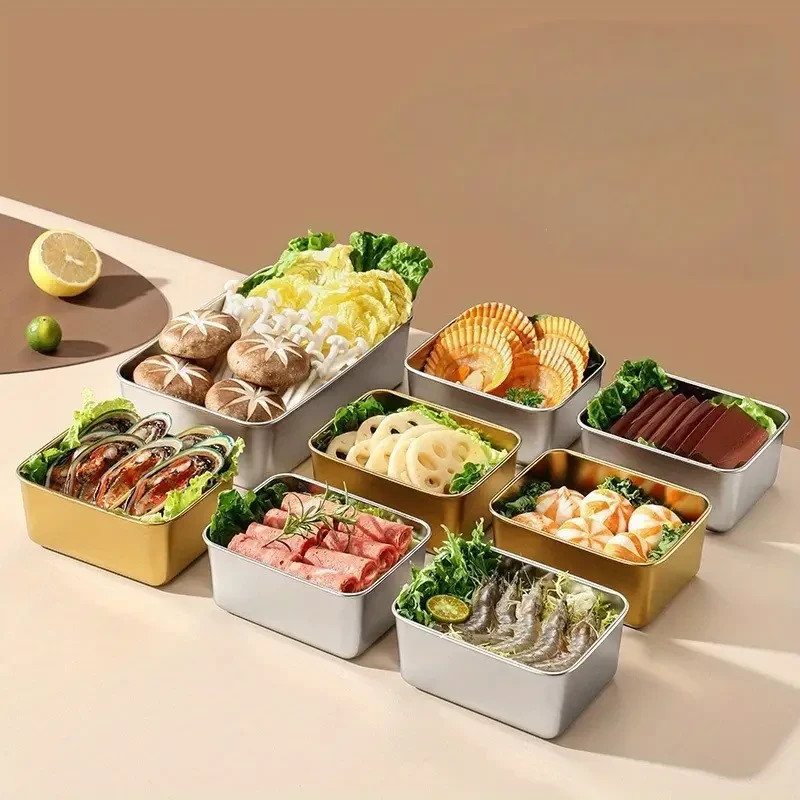 6 X Stainless Steel Food Storage Containers with Lids – Lunch & Prep Set