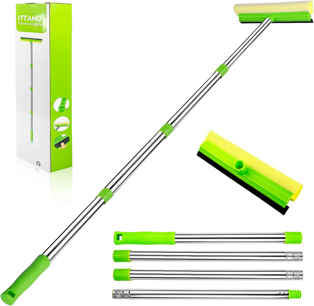 Window Squeegee, Squeegee for Window Cleaning, 2 in 1 Squeegee Window Cleaner wi