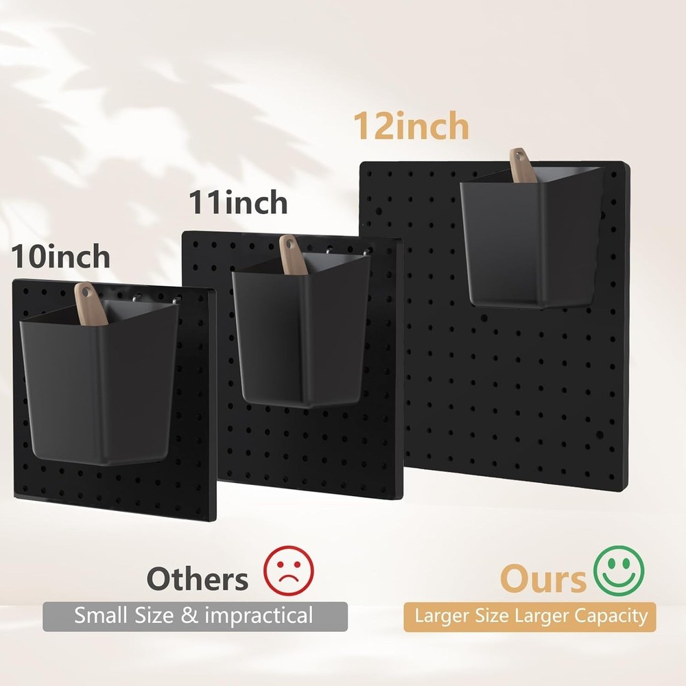 Durable 4-Pack Black Plastic Pegboards - 12x12 Inch, Maximize Your Storage Space