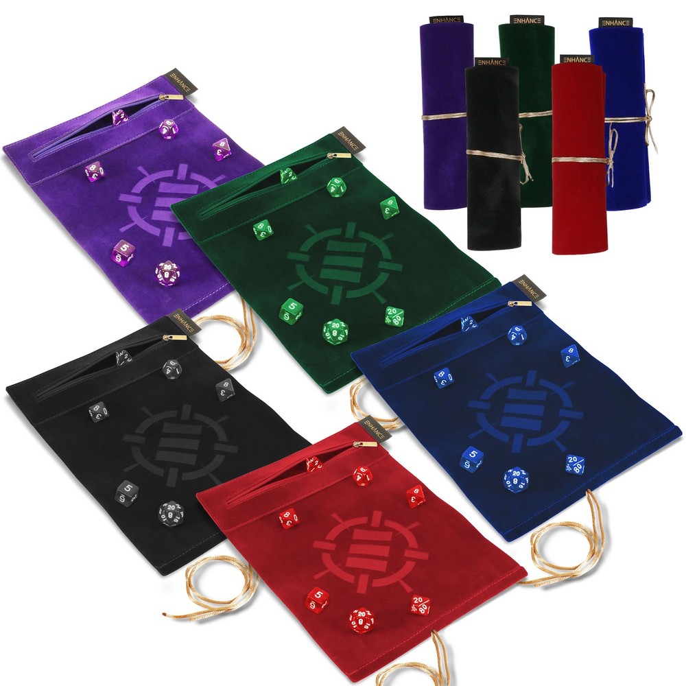 ENHANCE Roll on a Scroll™ Dice Rolling Mat & 7pc Acrylic Dice Set
