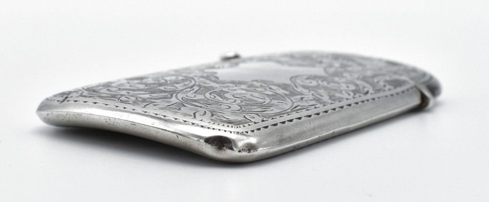Antique Solid Silver Card Case 1906 Pattern Engraved Edwardian