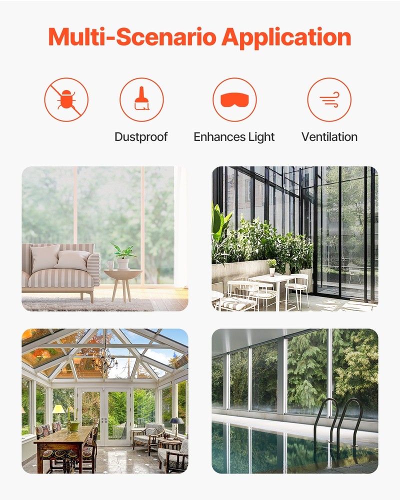 VEVOR Window Screen Replacement 100 ft × 48 in Window Screen Mesh DIY Adjustable