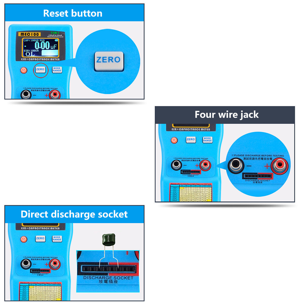MEC-100 High-precision Capacitance Analyzer ESR Meter Digital Display Auto Rang