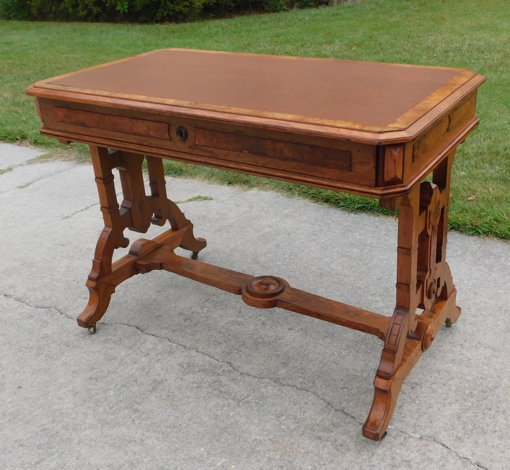 Walnut Victorian Library Table /Desk