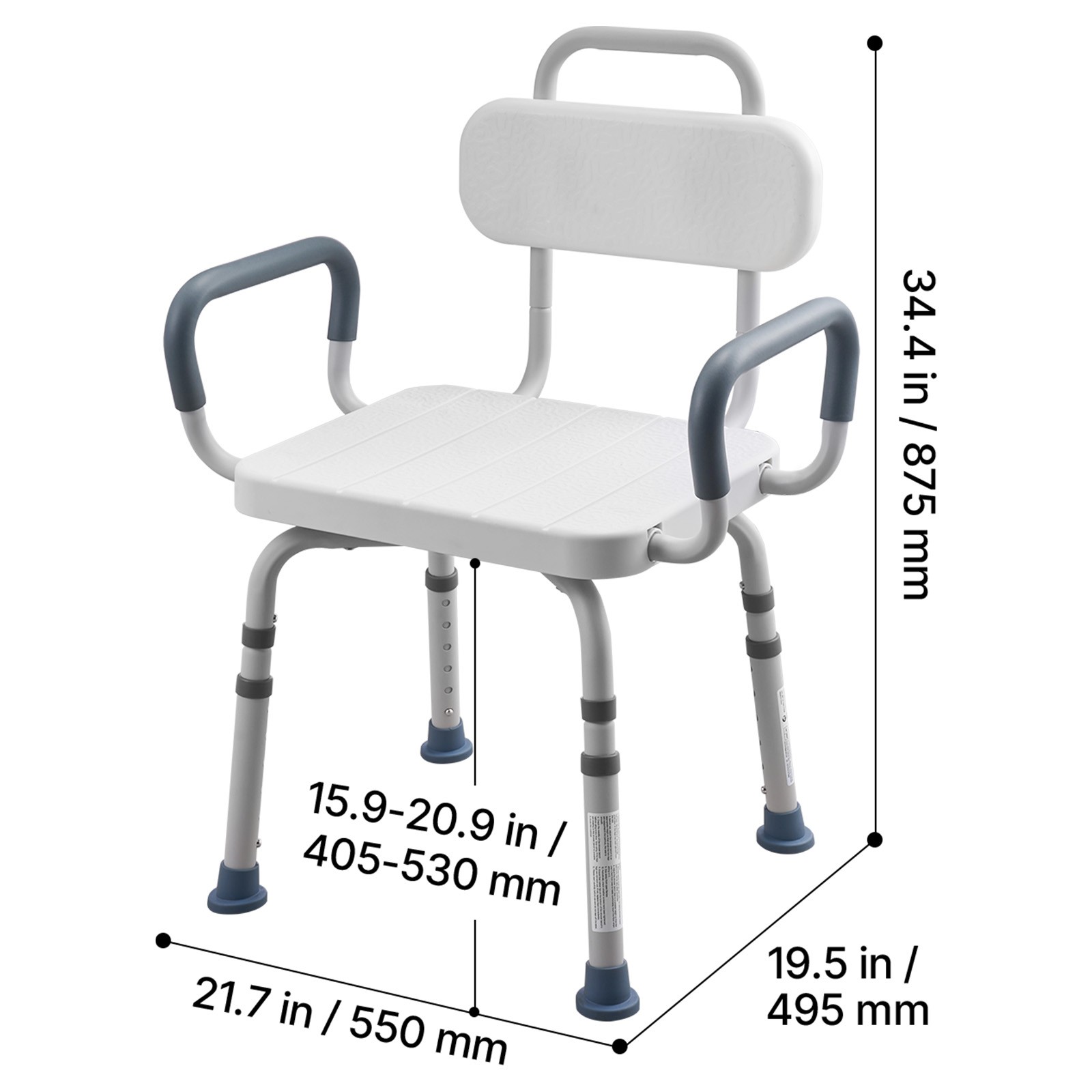 Uimoso Swivel Shower Chair with Arms and Back, Heavy Duty