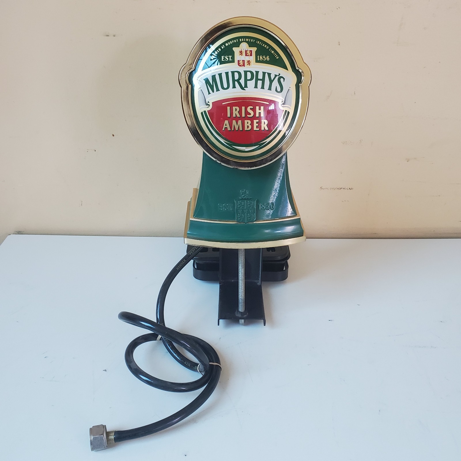 Murphy’s Irish Amber Draft Tower Brass Beer Tap Handle Faucet Line Mounting Rig