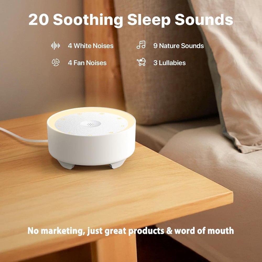 Eco-Friendly White Noise Machine with Adjustable Light & Safety Features