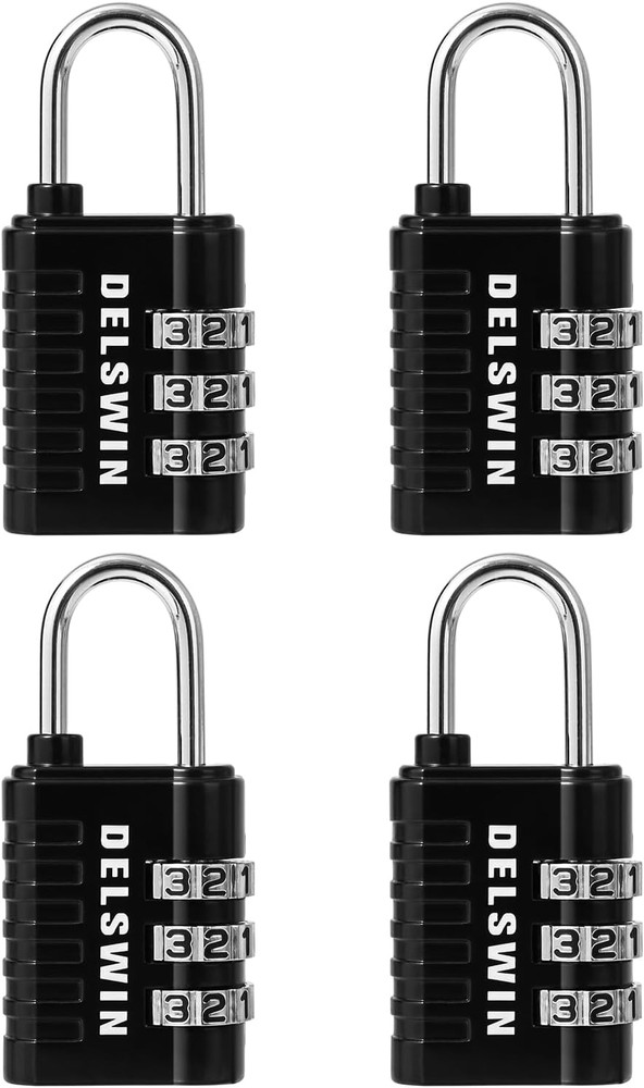 Combination Lock 3-Digit Small Padlock - 4Pcs Resettable Combo Lock for Schoo...