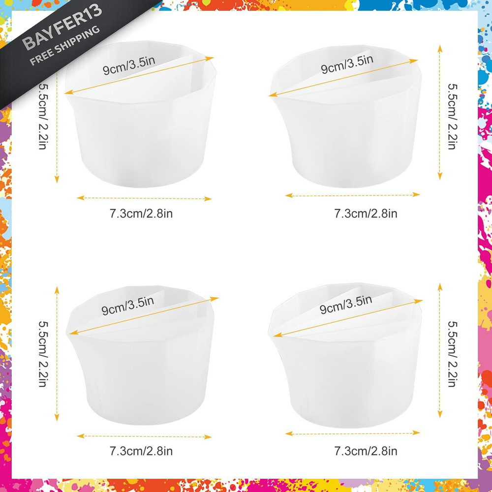 SUSSURRO 4 Pcs Split Cups for Paint Pouring, Silicone Cup Fluid Art...
