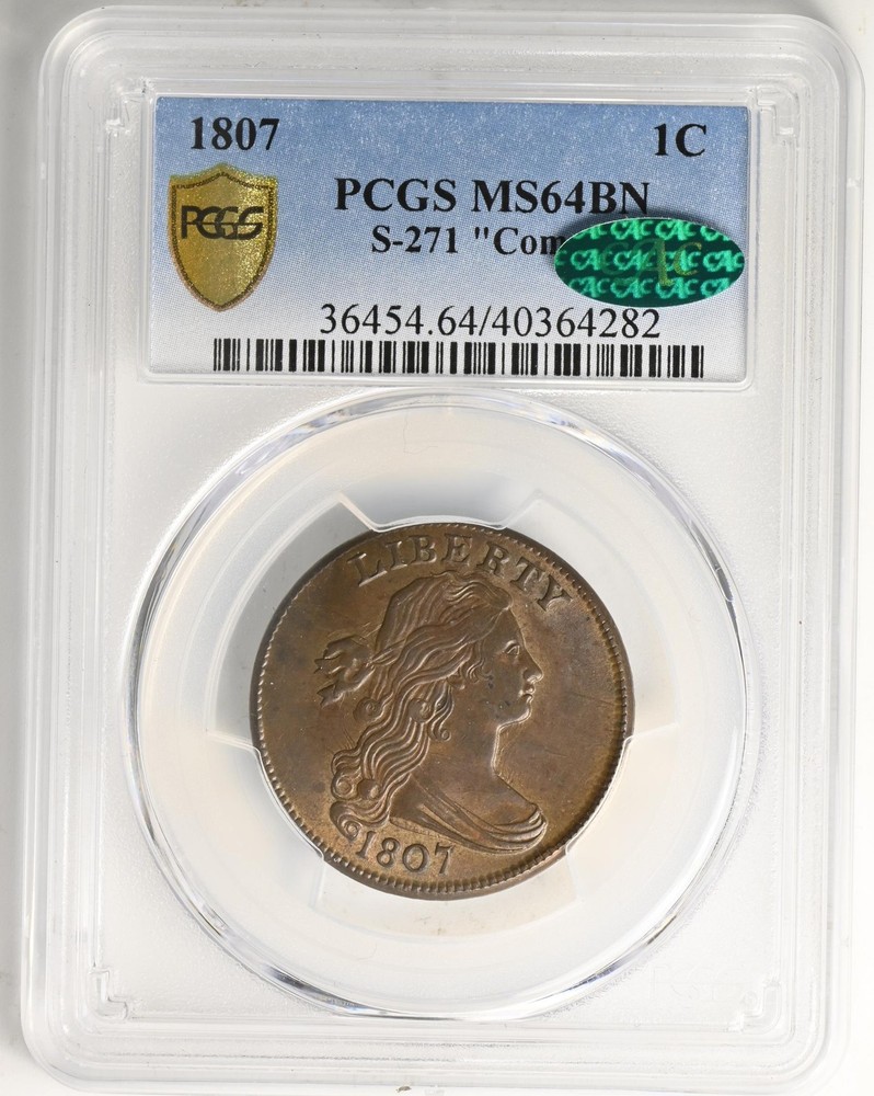 1807 DRAPED BUST 1C PCGS MS 64 BN