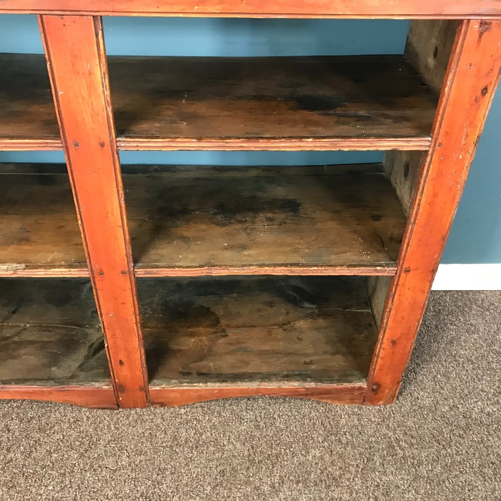 Primitive Country Open Face Pine Red Washed Sideboard