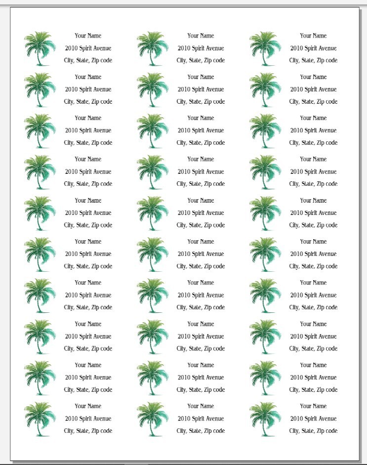 150 Palm Tree Gradient Mailing Return Address Labels Personalized 1 x 2 5/8 in.