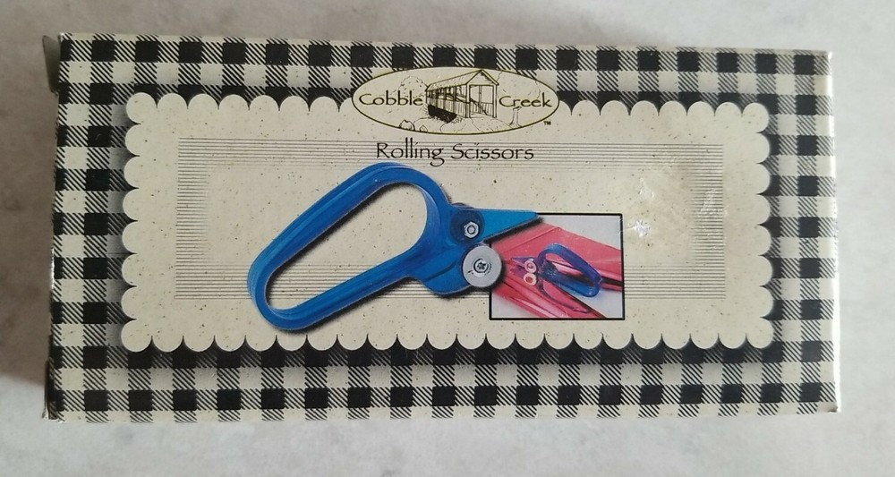 Cobble Creek Rolling Scissors Blue Gift Wrap Wrapping Paper Cutter Open Box