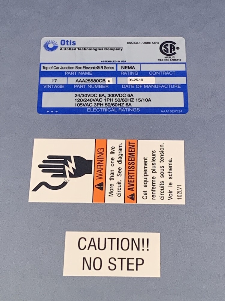 Otis Top Of Car Elevator Junction Box AAA25580CB6